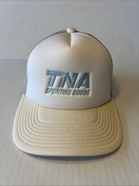 TNA Cream Trucker Hat with Light Blue Logo NWT